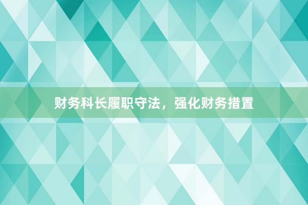 财务科长履职守法，强化财务措置